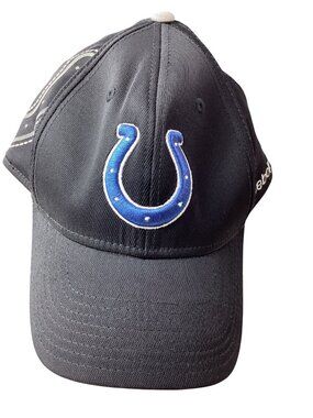 Reebok NFL Colts Black Baseball Cap Hat With Blue Horseshoe Logo*EUC*Large/XL